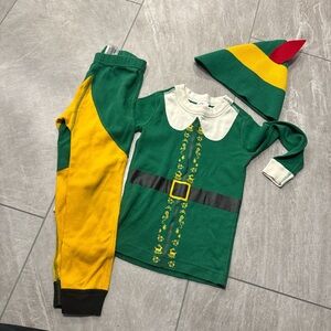 Hanna Andersson Green and Yellow Elf Pajama Set